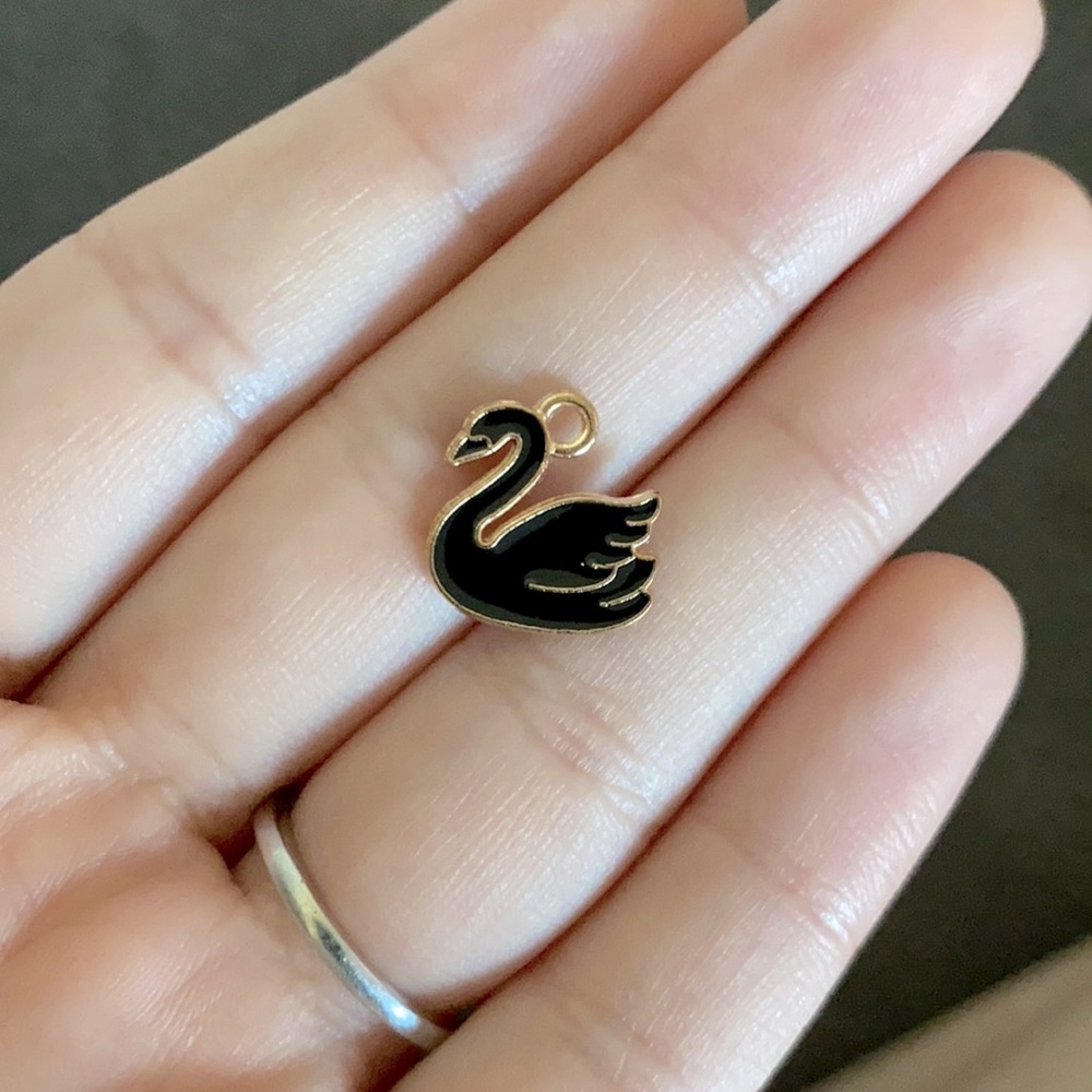 3/$30 black swan gold plated and enamel charm